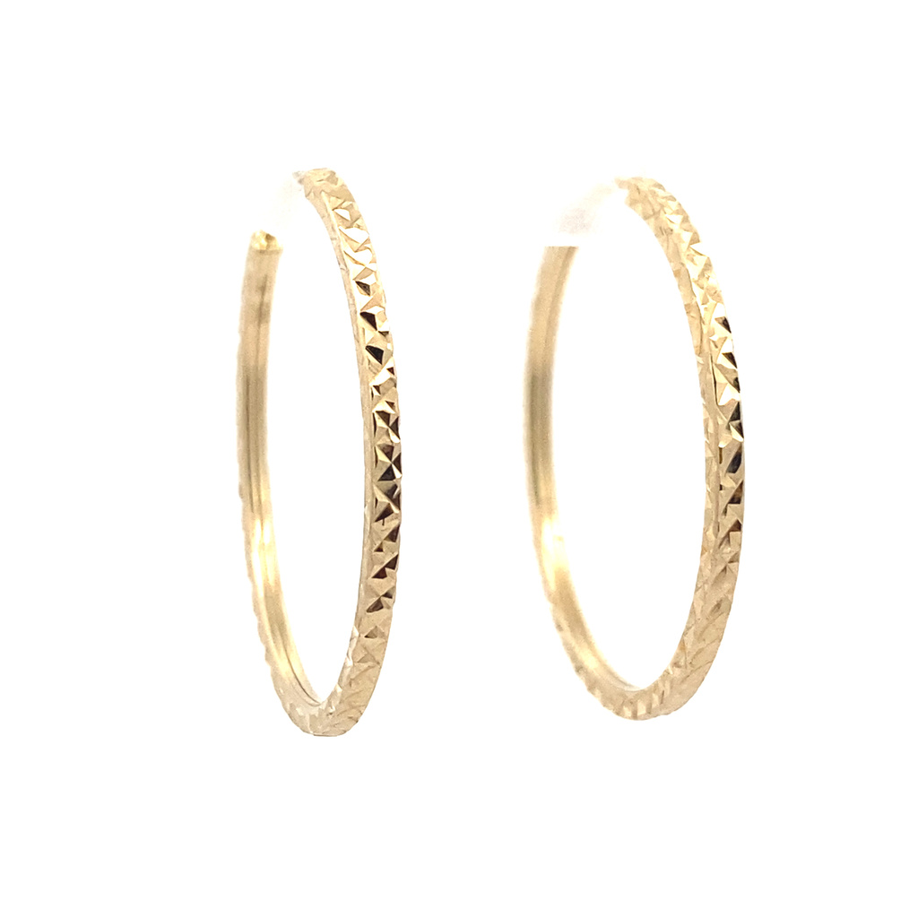 Žluté zlato náušnice kruhy broušené 31,7mm